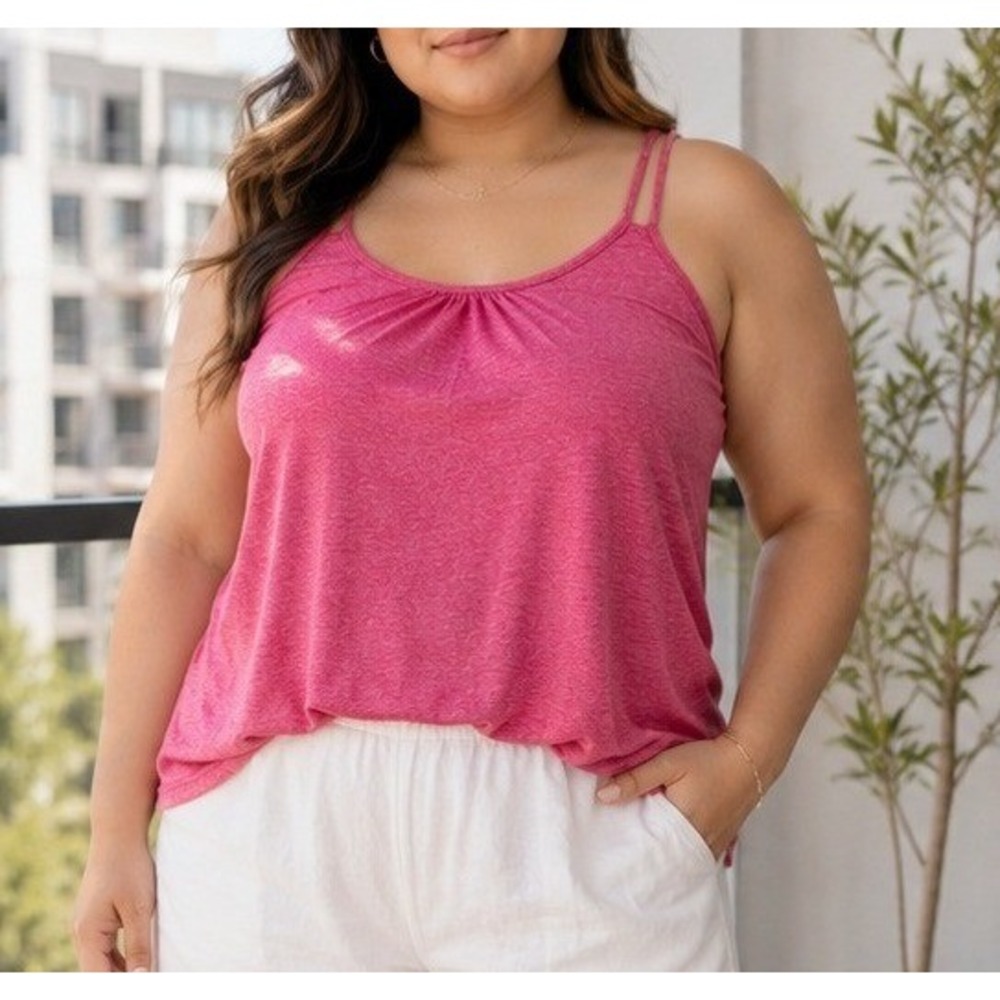 Lightweight Soft Stretch Camisole Y2K Tank Top Pink Women's 2XL Hibelle